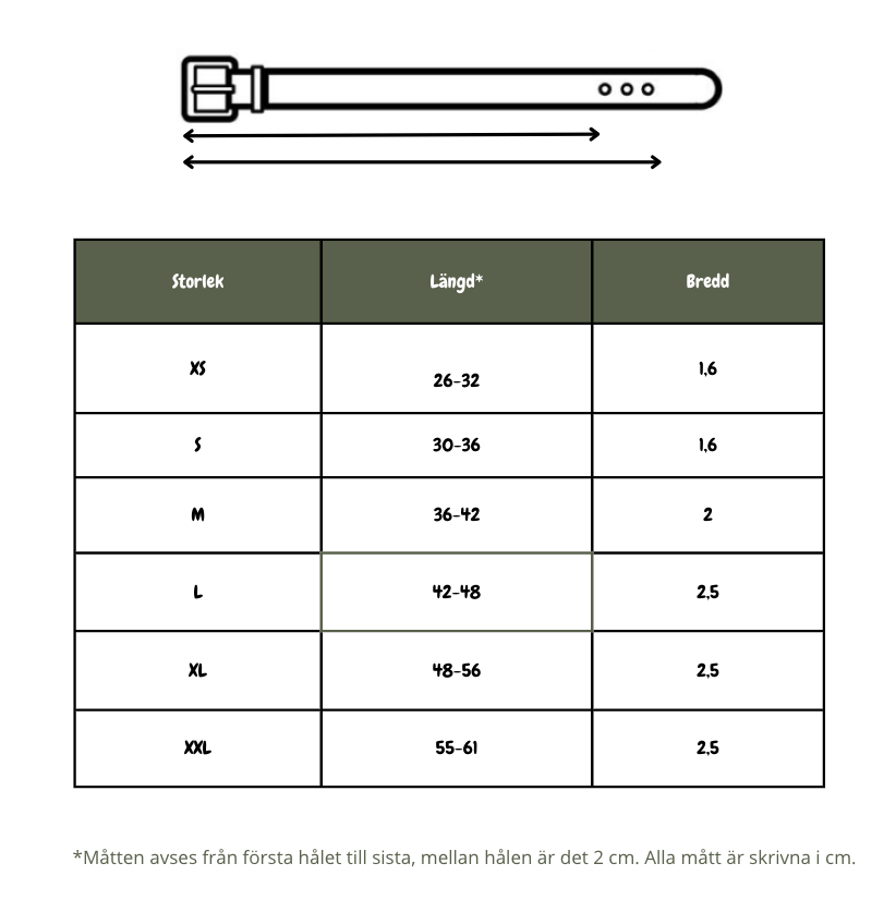 Storleksguide för halsband